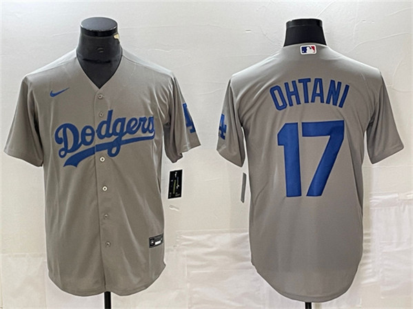 Men's Los Angeles Dodgers #17 Shohei Ohtani Gray Cool Base Stitched Jersey